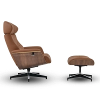 Cleveland Poltrona lounge in pelle | Poltrona di design con poggiapiedi
