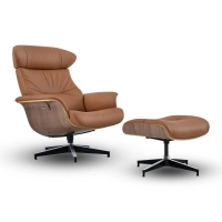 Cleveland Poltrona lounge in pelle | Poltrona di design con poggiapiedi
