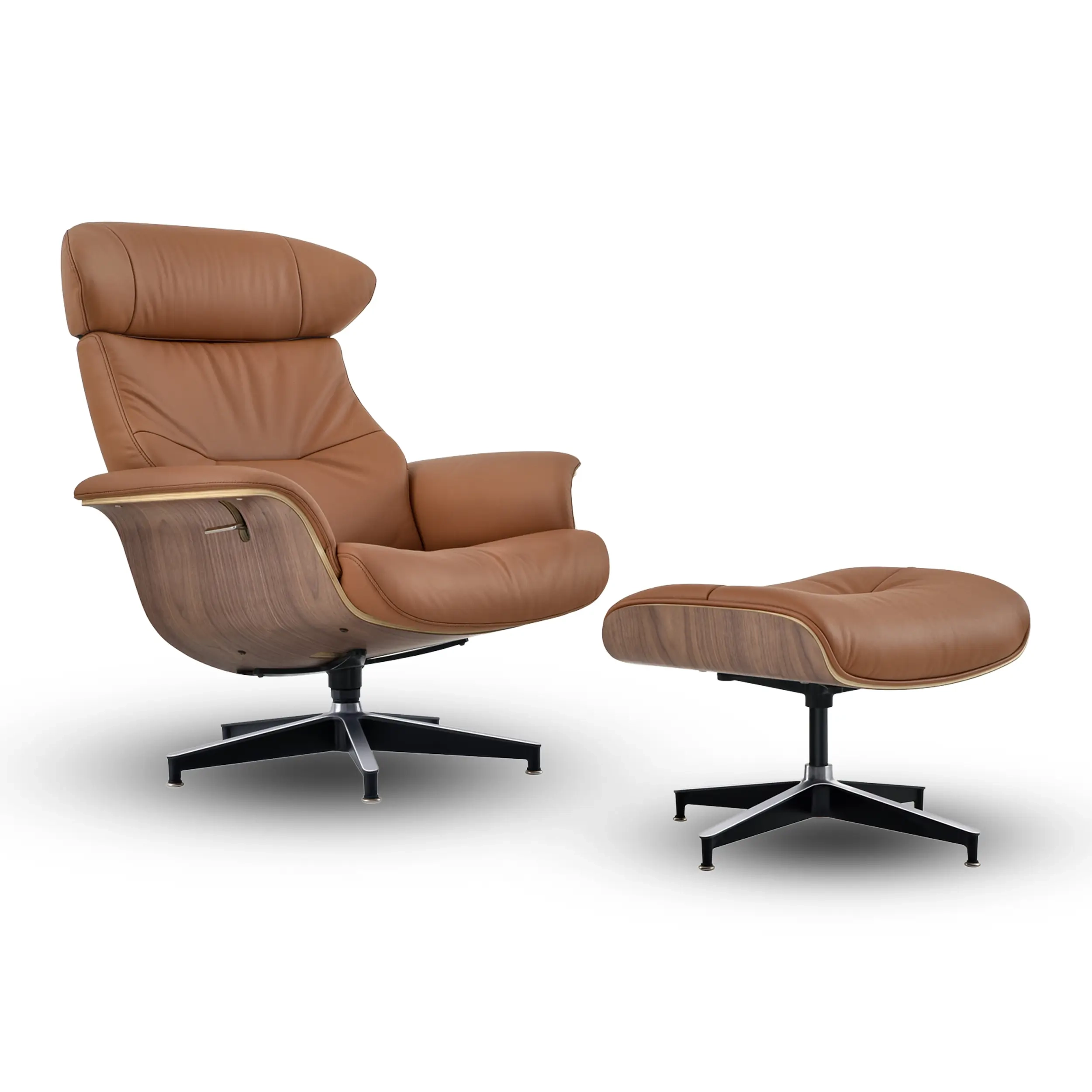 Cleveland Poltrona lounge in pelle | Poltrona di design con poggiapiedi
