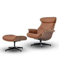 Cleveland Poltrona lounge in pelle | Poltrona di design con poggiapiedi