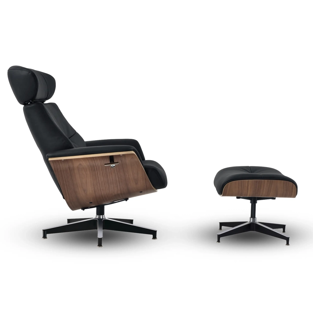 Cleveland Poltrona lounge in pelle | Poltrona di design con poggiapiedi