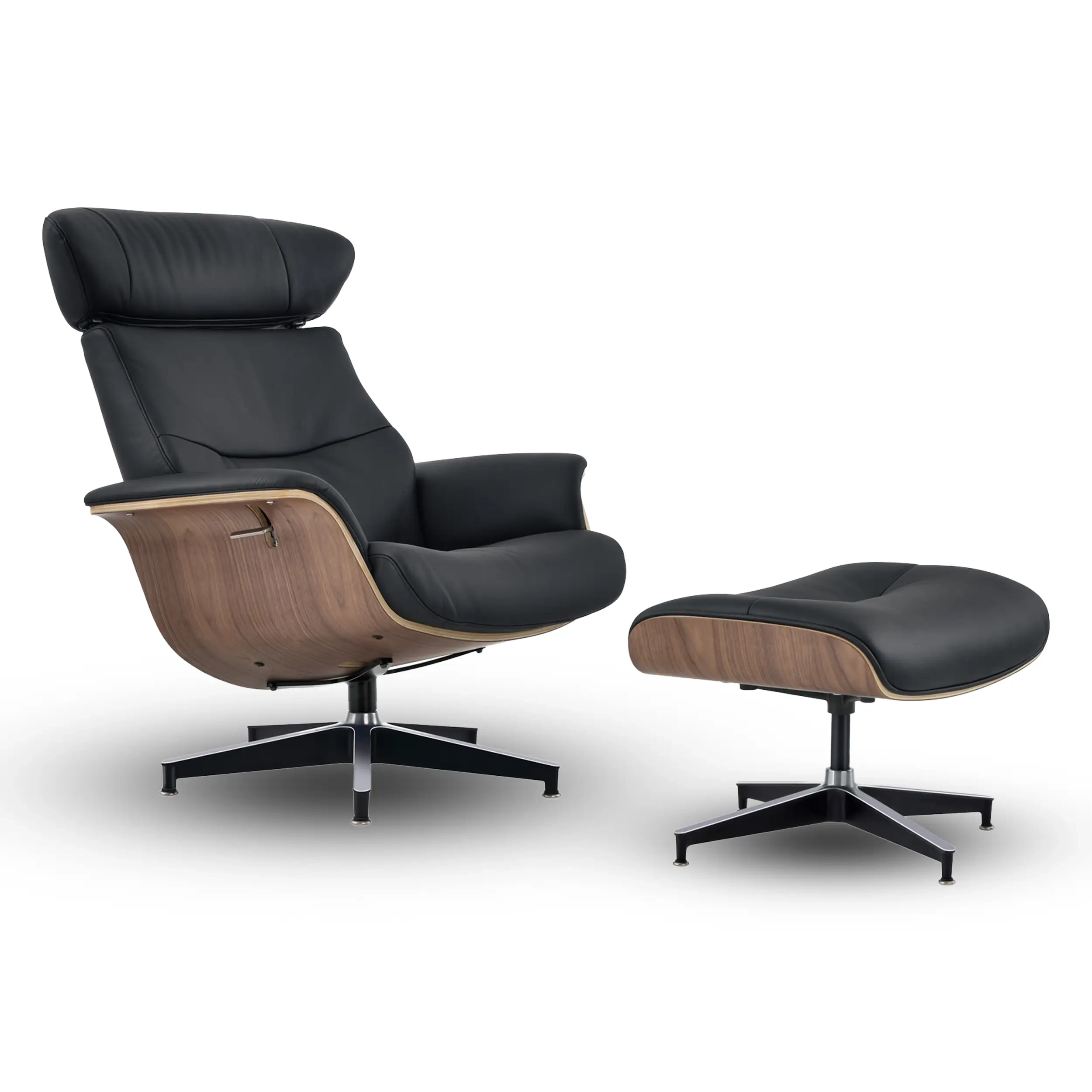 Cleveland Poltrona lounge in pelle | Poltrona di design con poggiapiedi