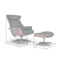Cleveland Poltrona lounge in pelle | Poltrona di design con poggiapiedi