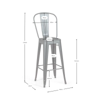 Bistro Taburete industrial Style con respaldo - Taburetes industriales
