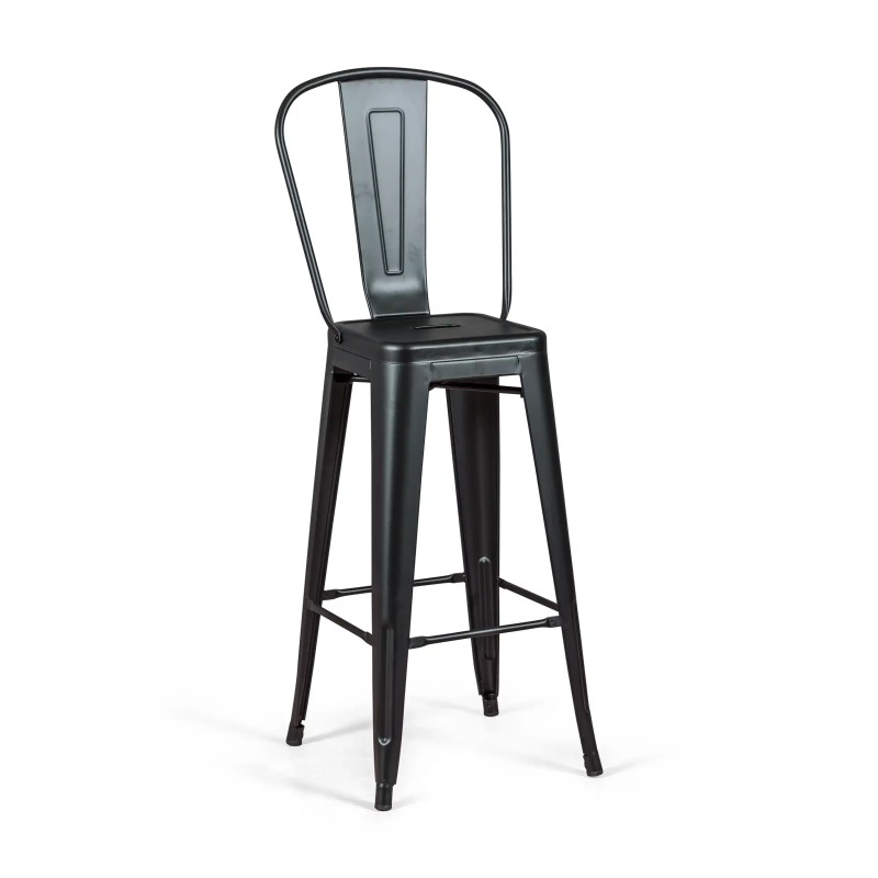 Bistro Tabouret industriel de style avec dossier - Tabourets industriels