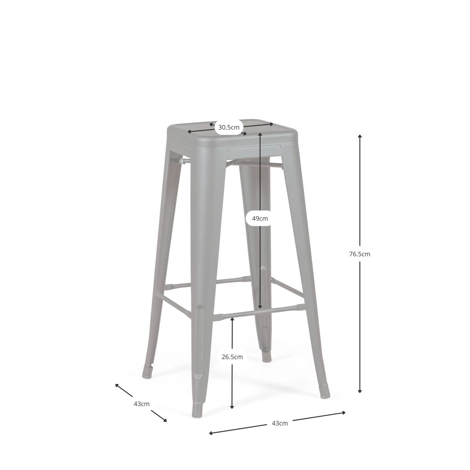 Bistro industrial stool Matt 76CM white - Industrial stools and chairs