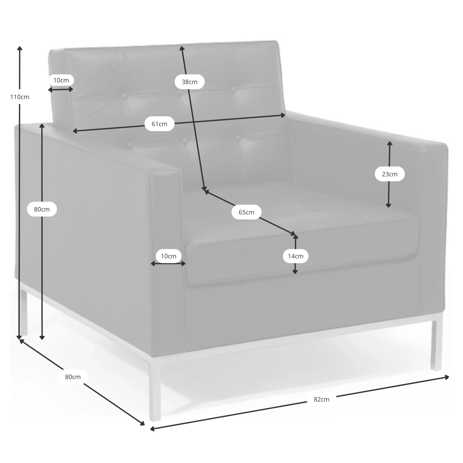 Divano monoposto Venice in vera pelle | Florence Design ispirato a Knoll