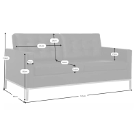 Venice sofa 2-osobowa z włoskiej skóry | Florence Wzornictwo inspirowane Knoll