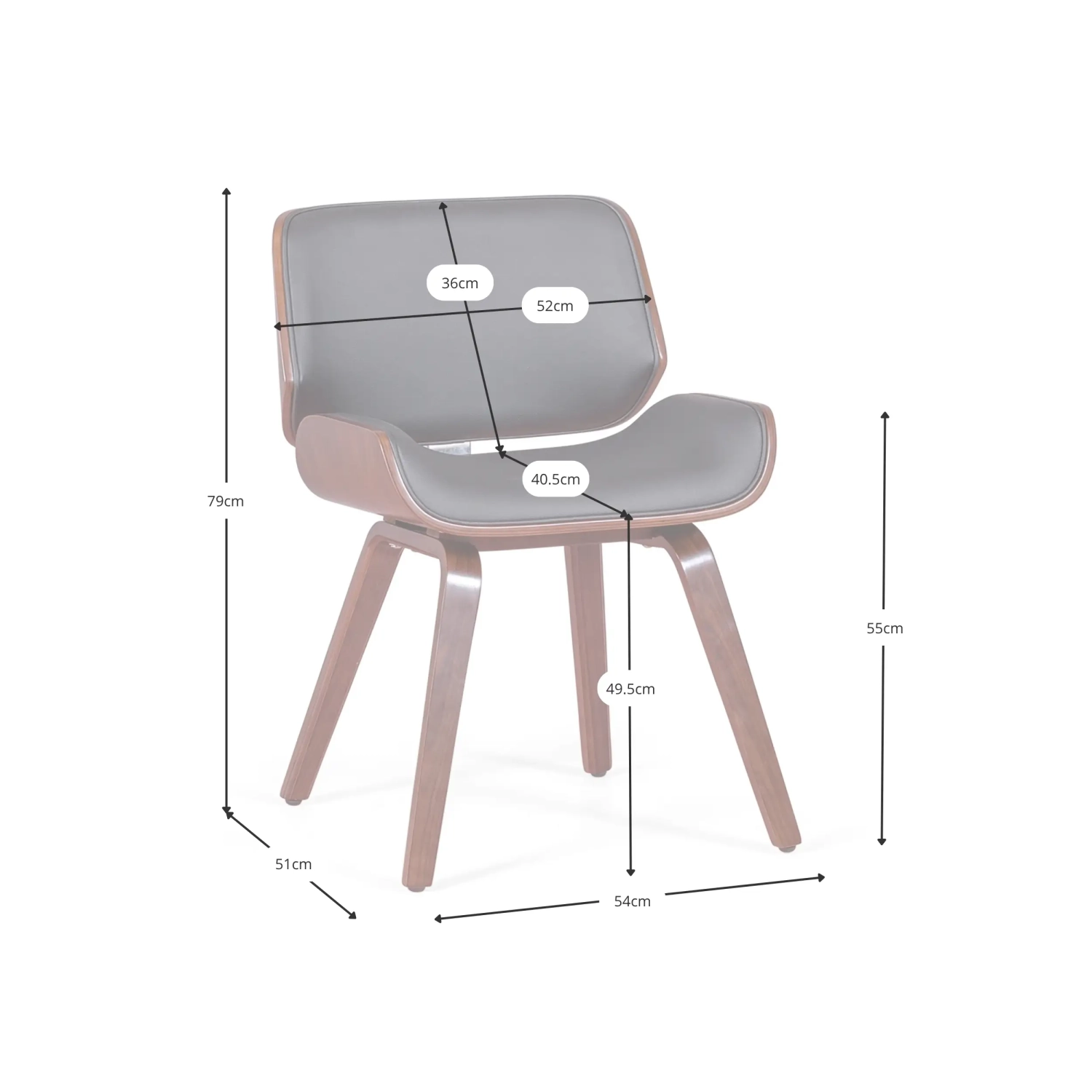 Stol Nordic i valnöt och svart konstläder | Elegant skandinavisk design
