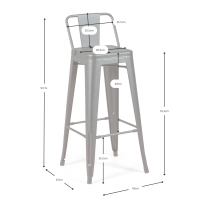 Banqueta industrial Metal Wide Bistro Matte - Banquetas industriais
