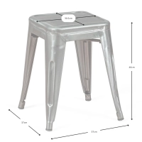Stołek Metaliczny Bistro 45 cm | Styl industrialny Możliwość sztaplowania