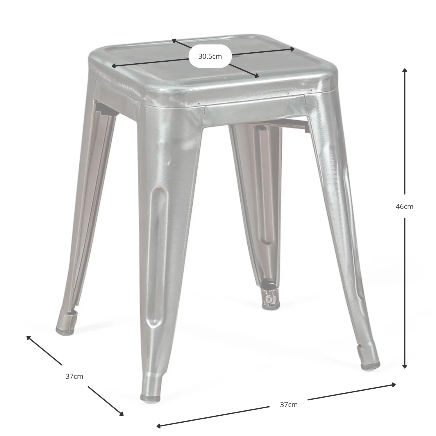 Stolička Metalické Bistro 45 cm | Industriální styl stohovatelný