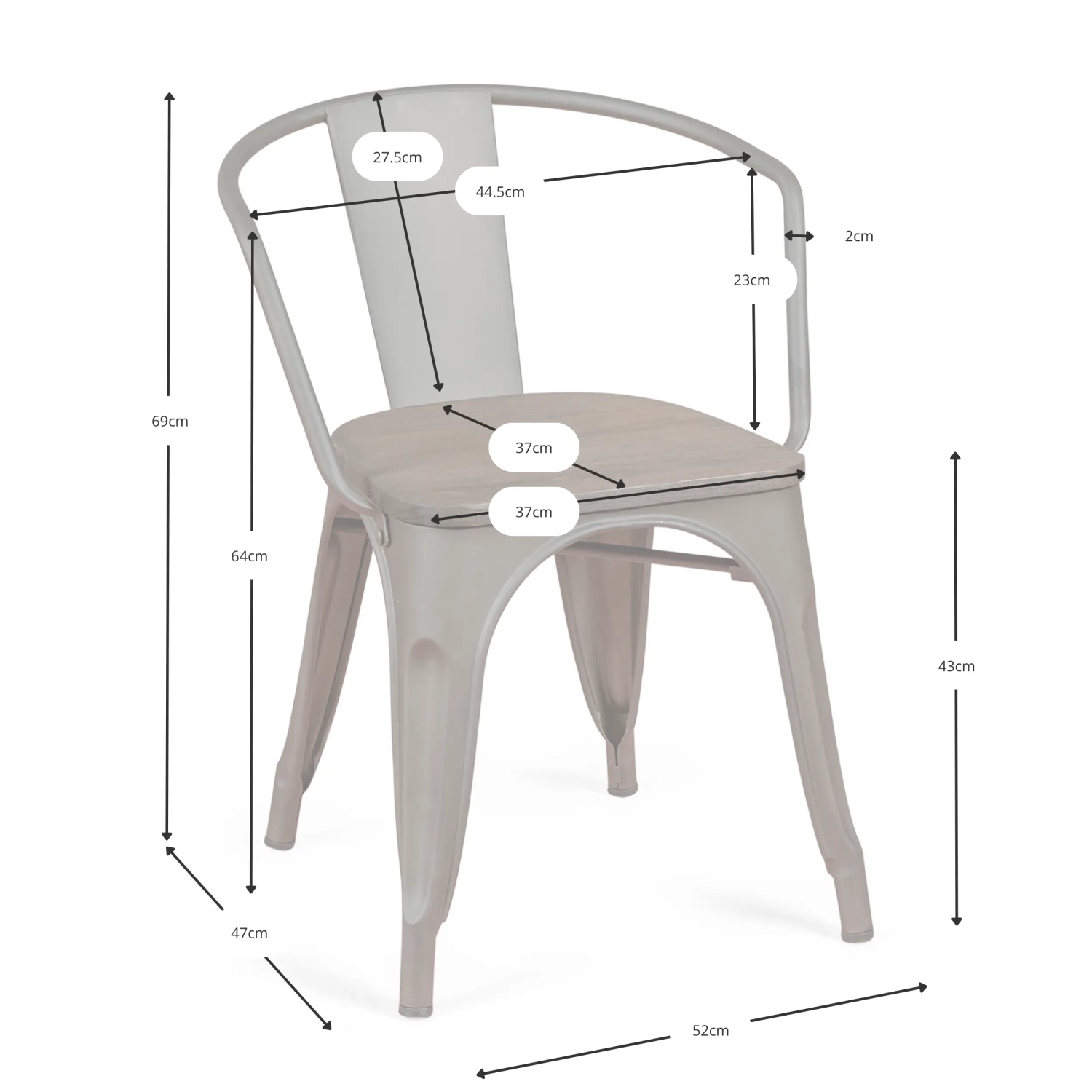 Bistro Wood Armchair - Industrial chairs and stools