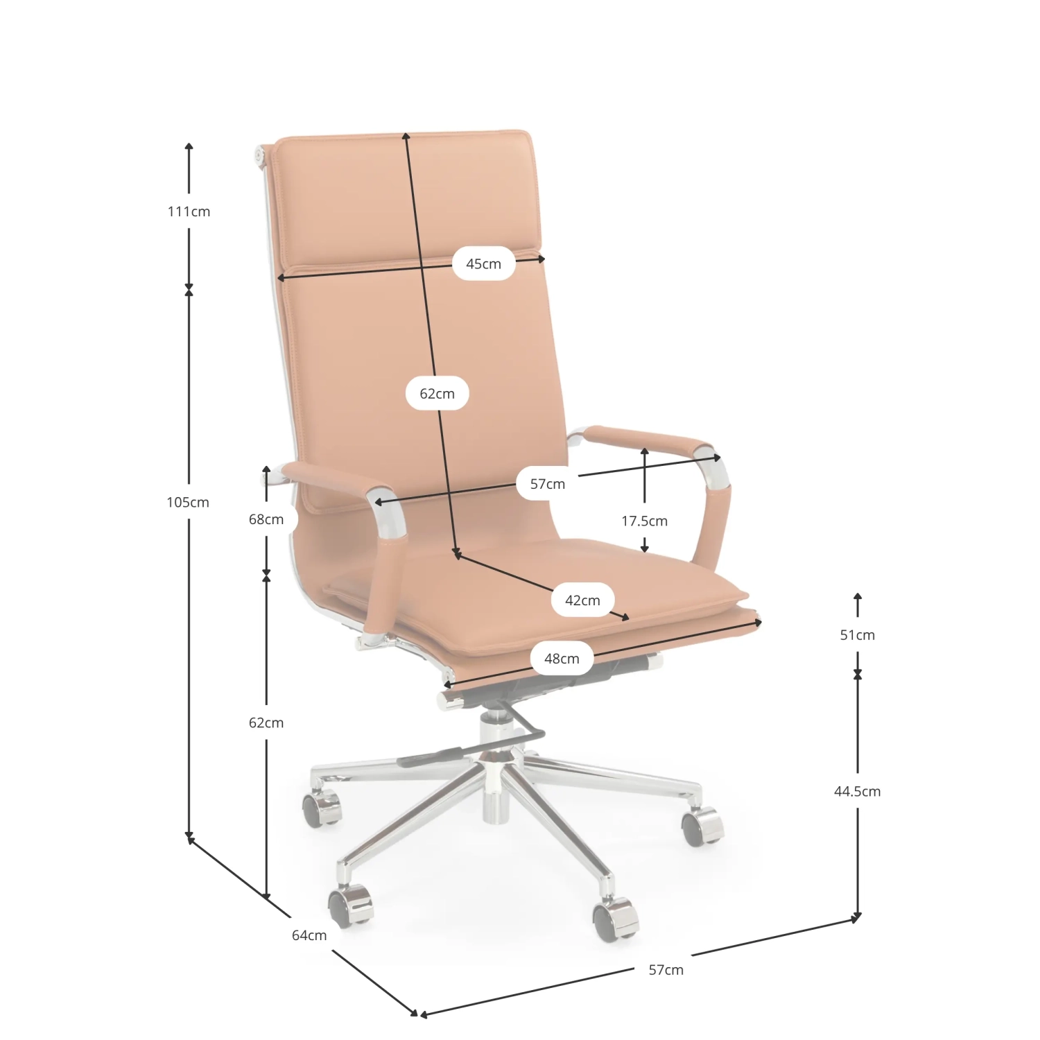 Sedia da ufficio Studio con schienale alto | Sedia da scrivania ergonomica in ecopelle