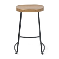 Sgabello da bar Portland Industrial 66 cm | Legno massello di olmo e acciaio