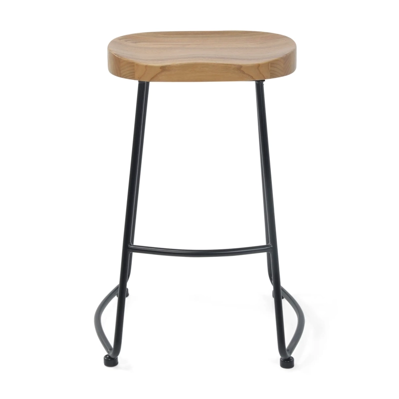 Sgabello da bar Portland Industrial 66 cm | Legno massello di olmo e acciaio