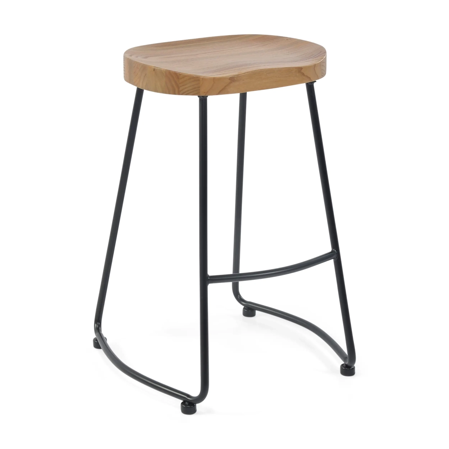 Sgabello da bar Portland Industrial 66 cm | Legno massello di olmo e acciaio