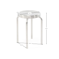 Sgabello basso in acciaio inossidabile Delaware da 45 cm | Sgabello di design moderno