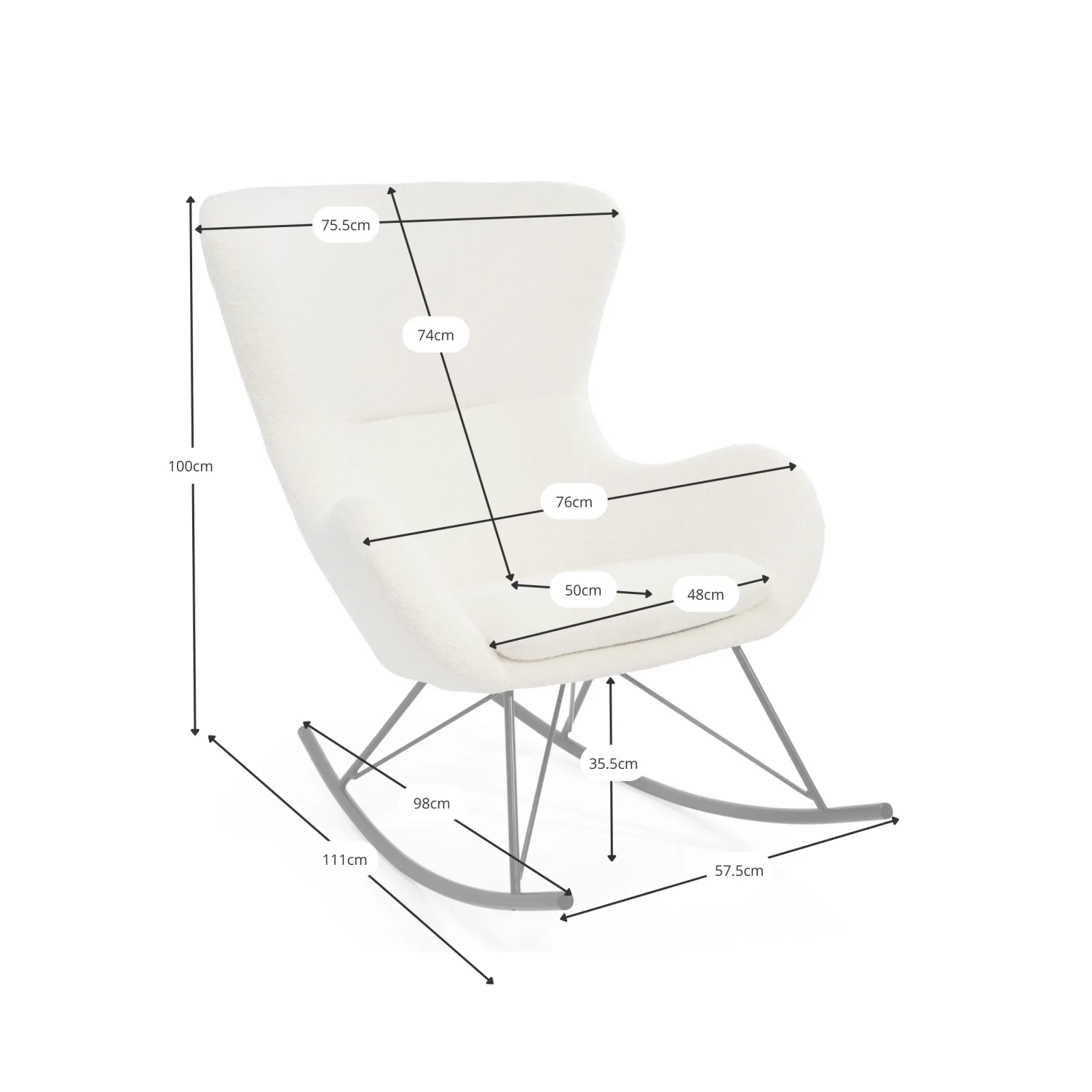 Poltrona a dondolo Nest Bouclé | Poltrona a dondolo di design moderno