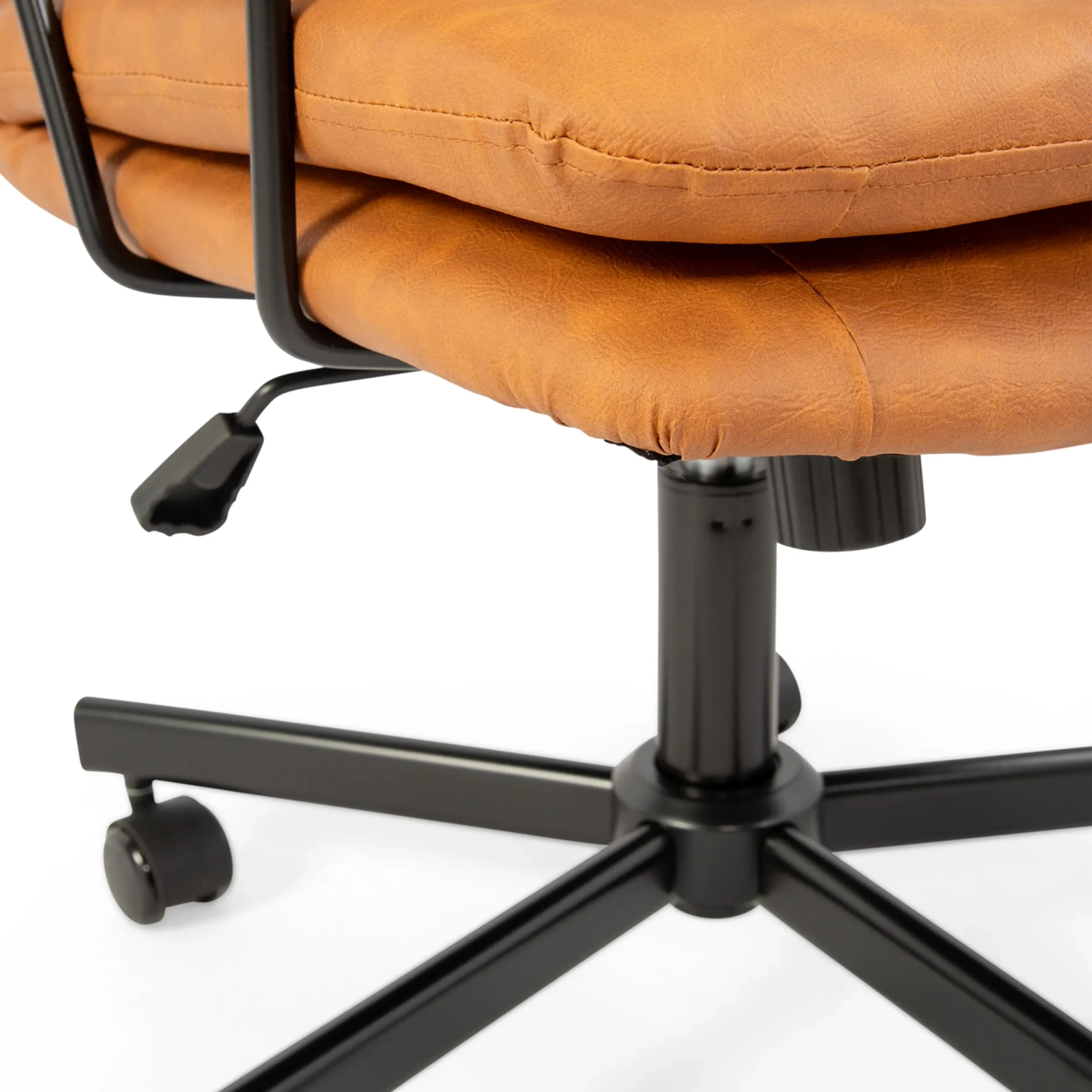 Sedia da ufficio rivestita in similpelle marrone - Mobilie Design