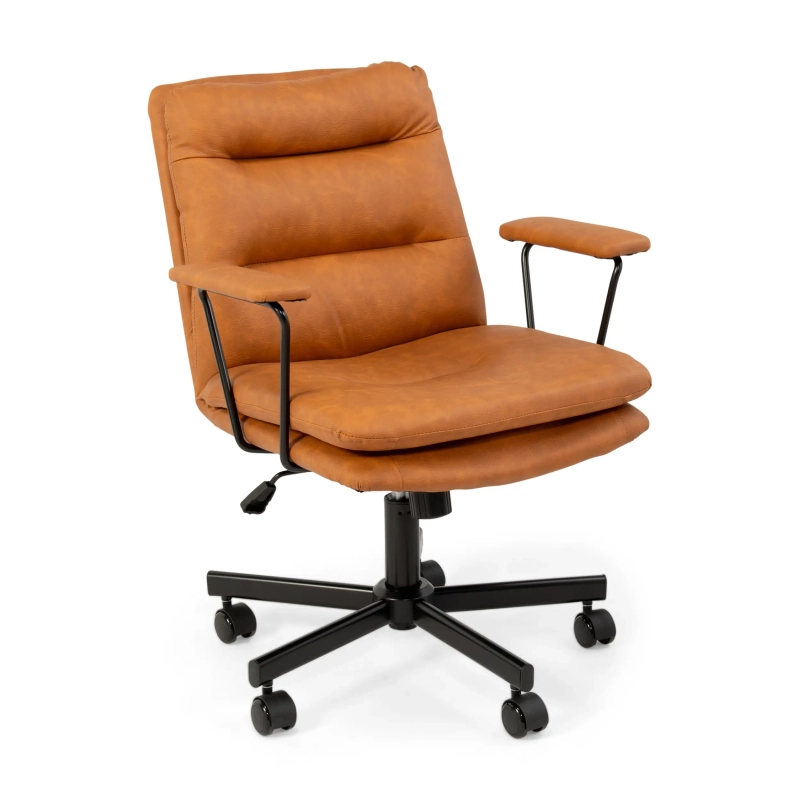 Sedia da ufficio rivestita in similpelle marrone - Mobilie Design