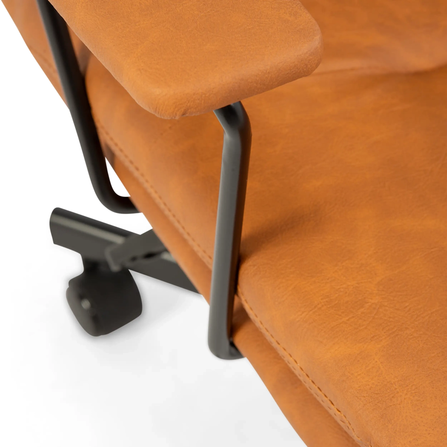 Sedia da ufficio rivestita in similpelle marrone - Mobilie Design