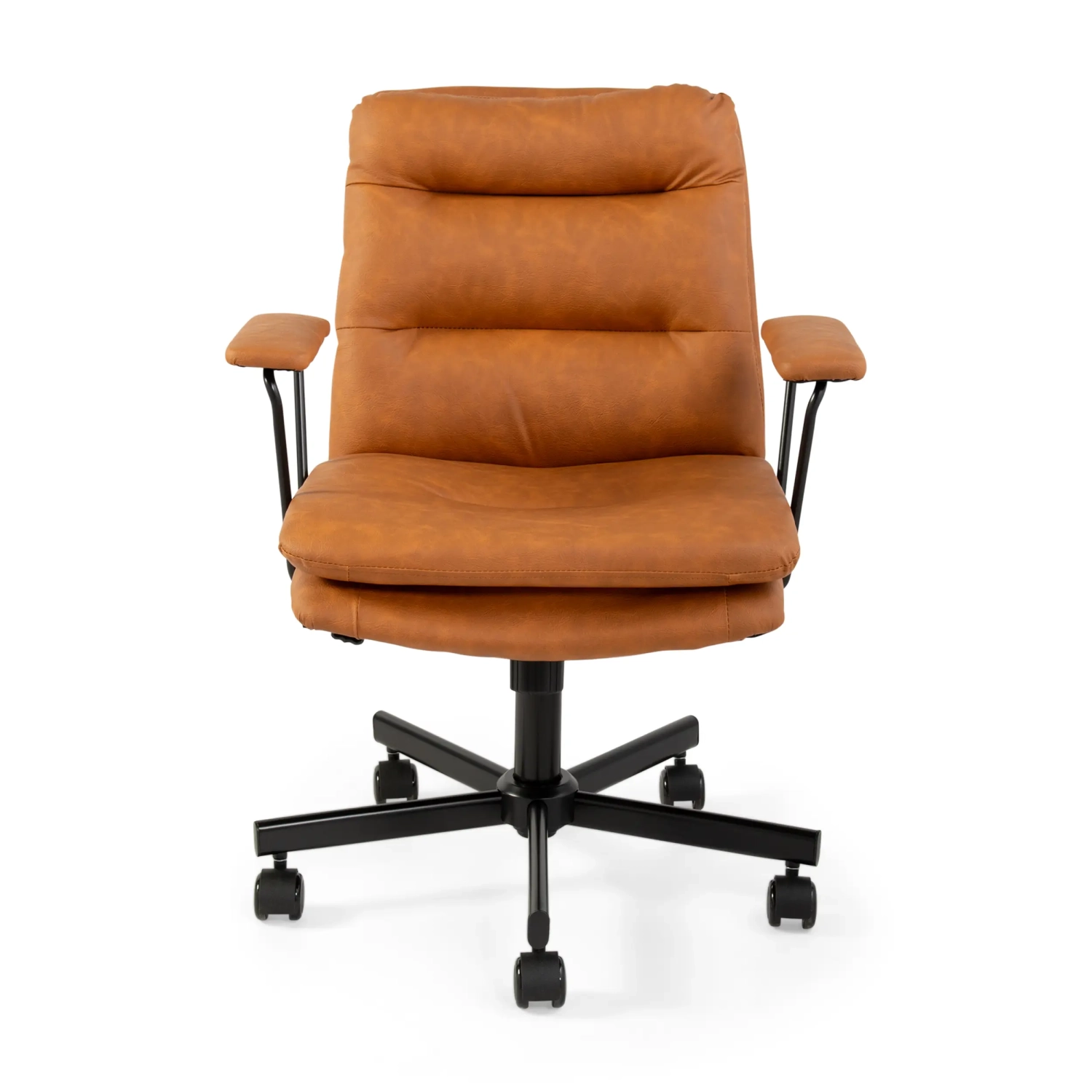 Sedia da ufficio rivestita in similpelle marrone - Mobilie Design