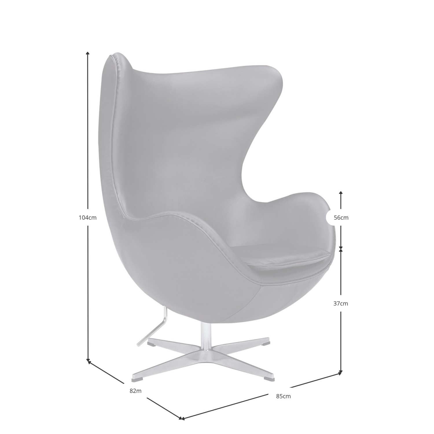 Ispirazione di Egg Chair di Pelle - Poltrona da Disegno Premium - Mobilie Design