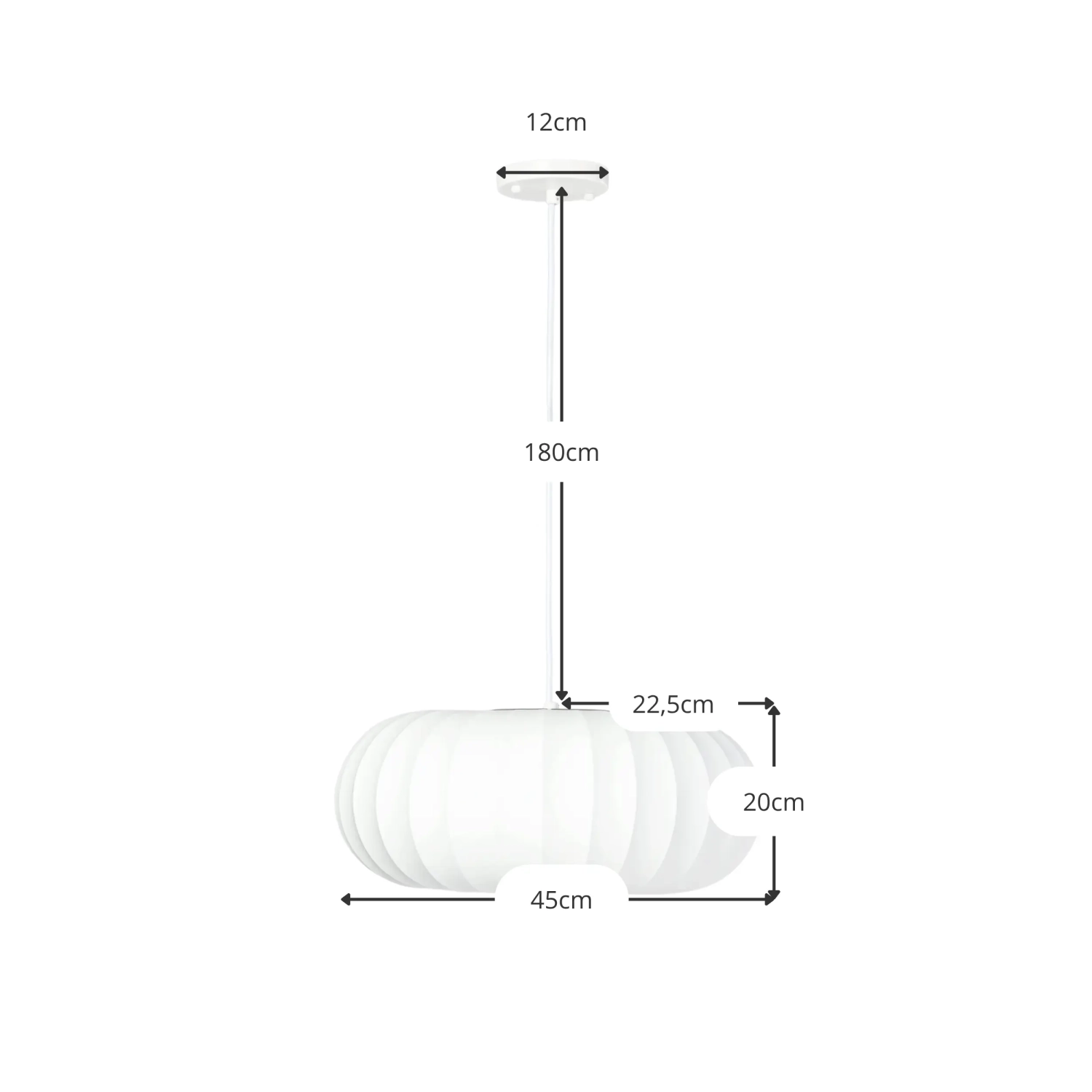 Lampada a sospensione in tessuto bianco Ø 45 cm con design a segmenti Kyoto