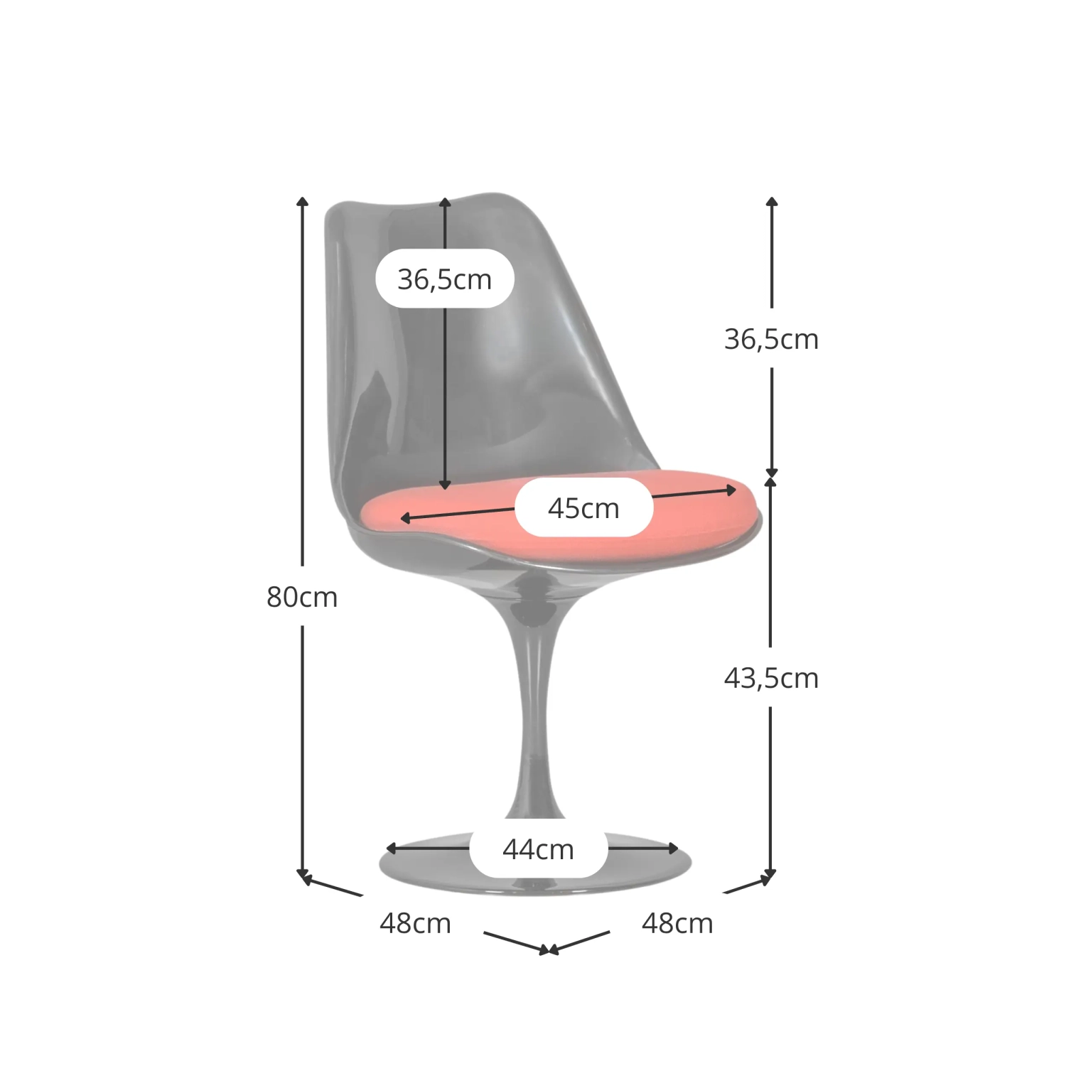Replica della poltrona " Tulip ", interamente nera - Poltrone di design - Mueble Design
