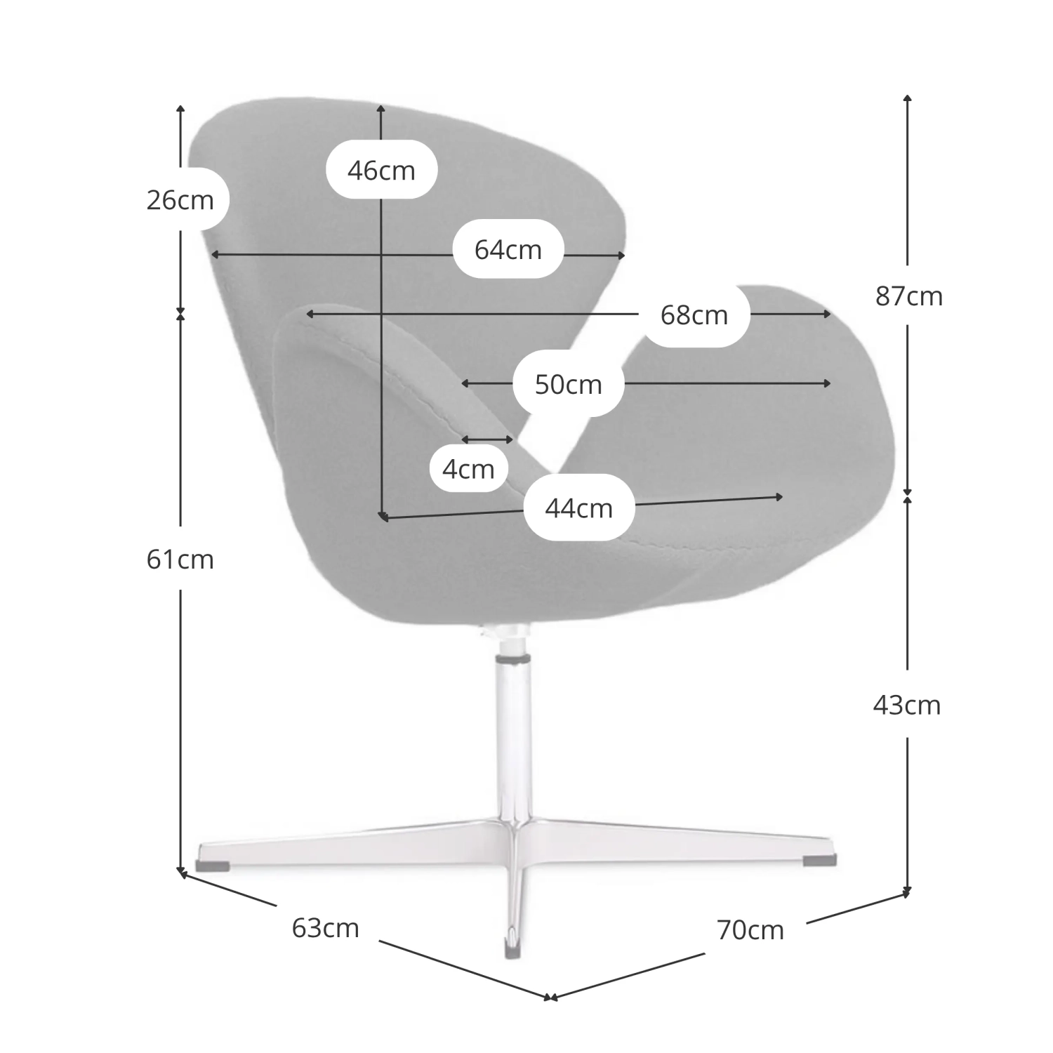 Replica della poltrona " Swan " in cashmere - Poltrone moderne | MuebleDesign