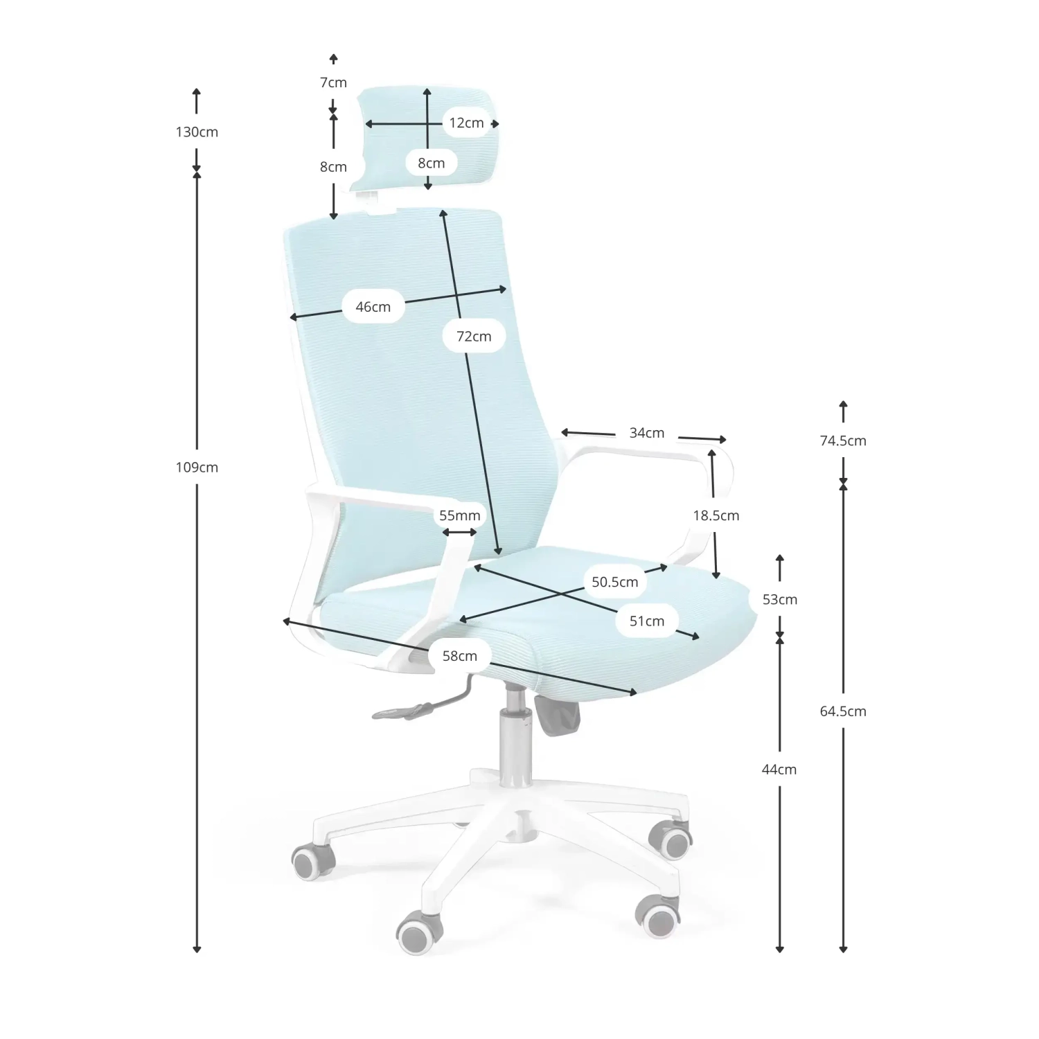 Sedia da ufficio ergonomica con poggiatesta - Mobilie Design