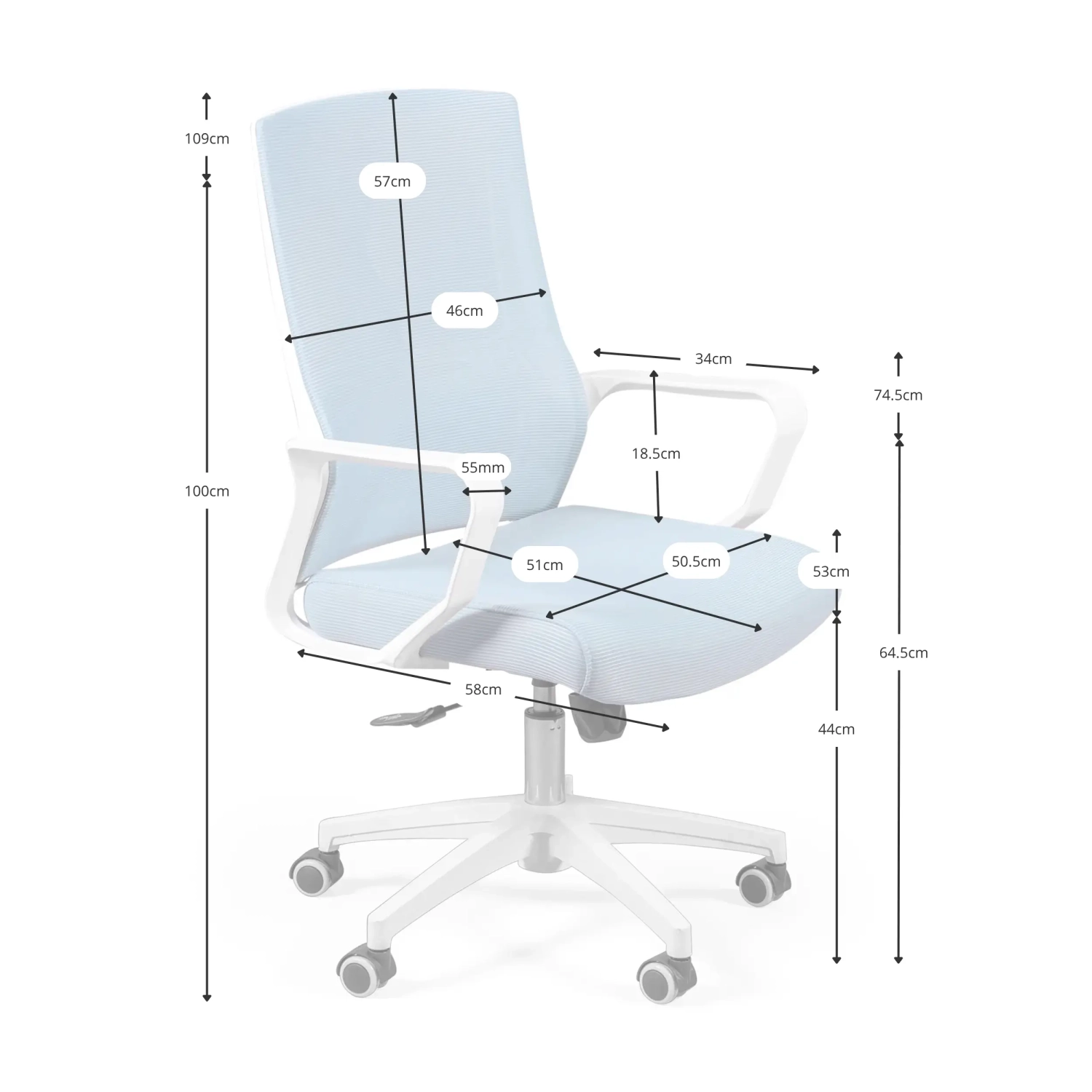 Sedia da ufficio in rete con braccioli - Mobilie Design