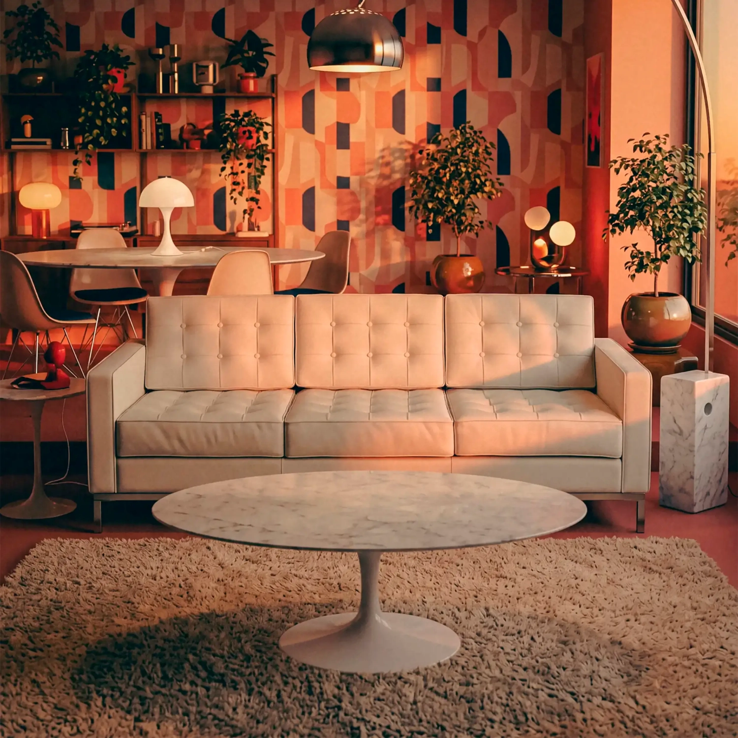 Venice divano a 3 posti in pelle italiana | Florence Design ispirato a Knoll