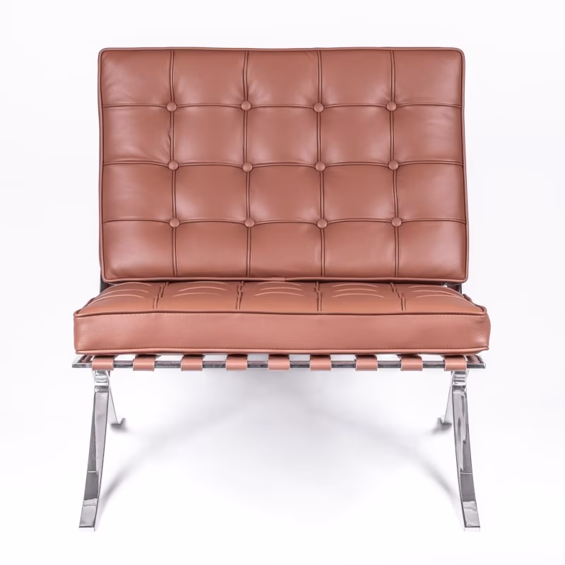 Réplique chaise Barcelona en cuir cognac.