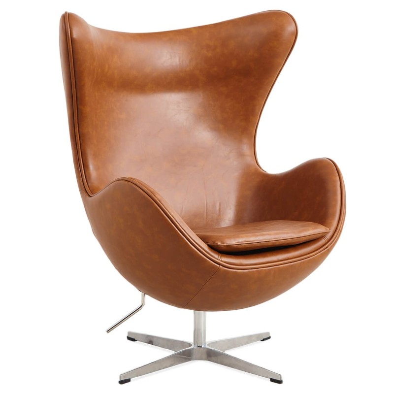 Replika fotela Egg Chair w stylu vintage z postarzanej skóry ekologicznej