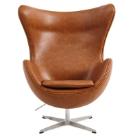 Replika fotela Egg Chair w stylu vintage z postarzanej skóry ekologicznej