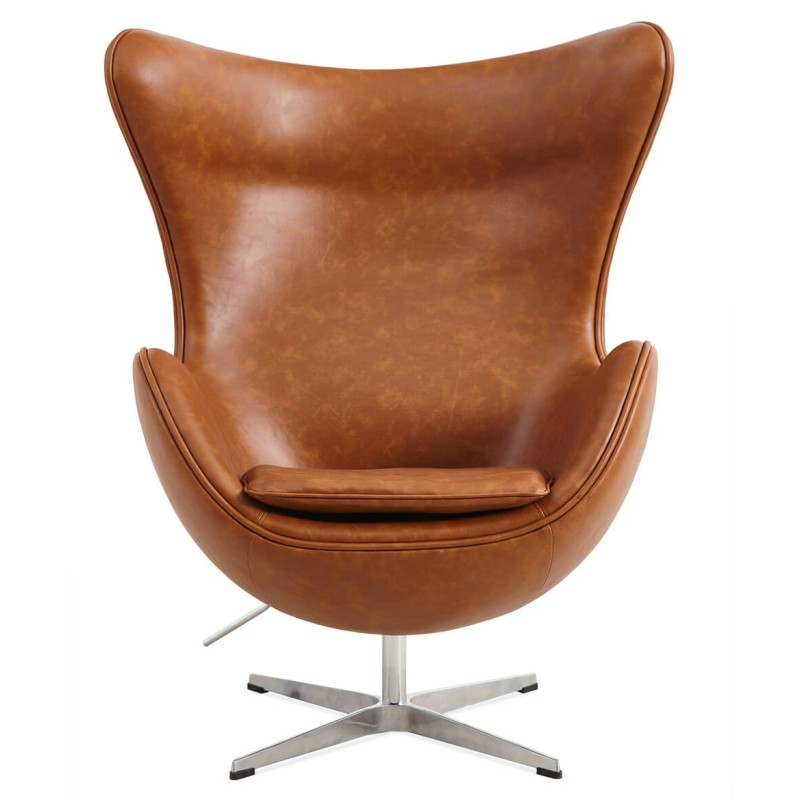 Replika fotela Egg Chair w stylu vintage z postarzanej skóry ekologicznej