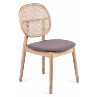 Chaise Marsh en Rotin Naturel et Coussin en Coton Style Vintage