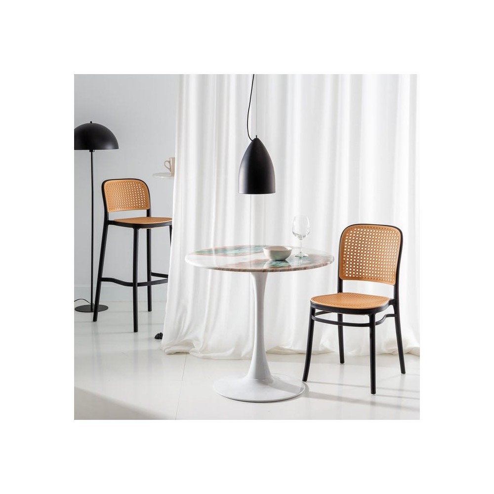 Sgabello alto in rattan sintetico