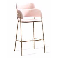 Tabouret haut rembourré avec pieds dorés