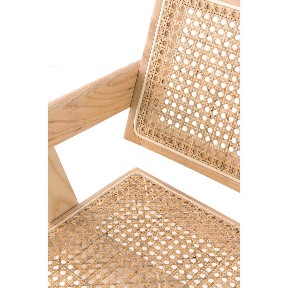 Replica della sedia Chandigarh con braccioli del designer Pierre Jeanneret 