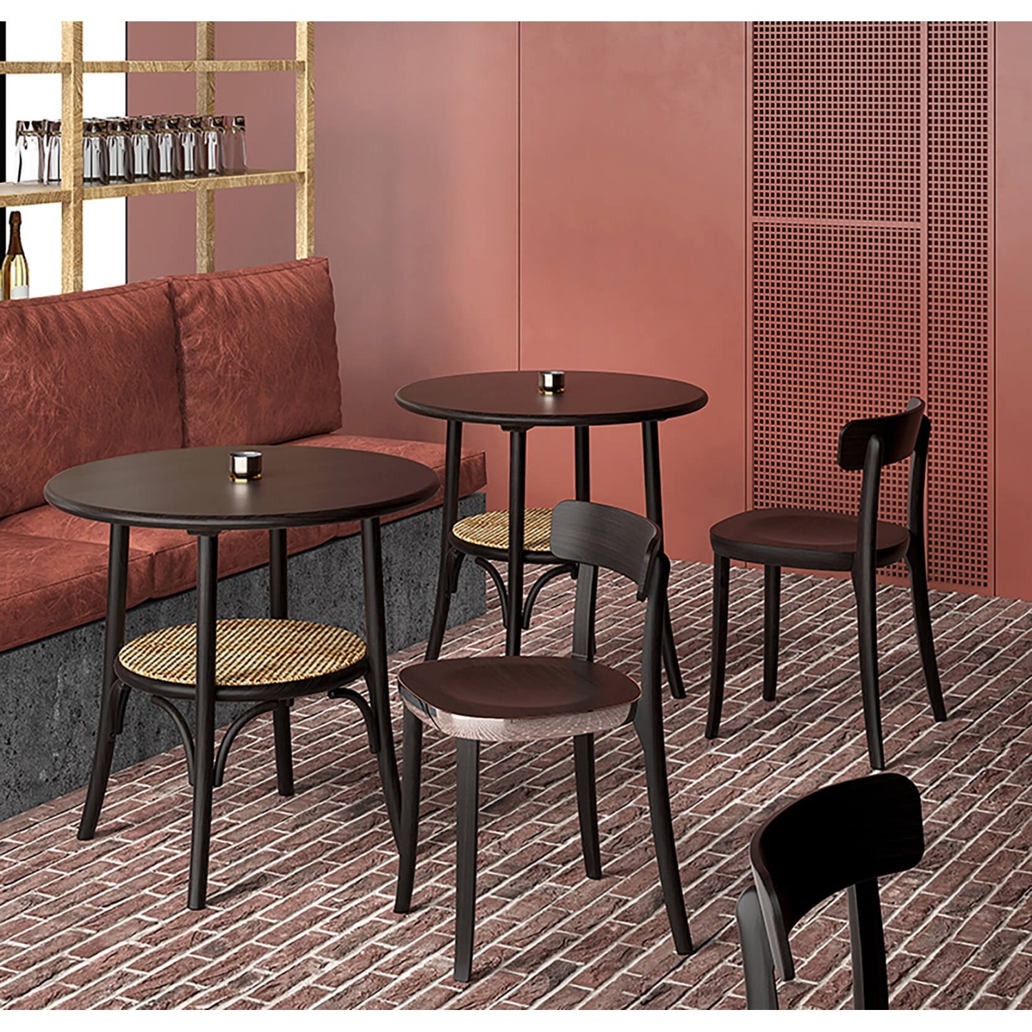 Vintage Oldhouse Tisch aus natürlichem Rattan und Eschenholz