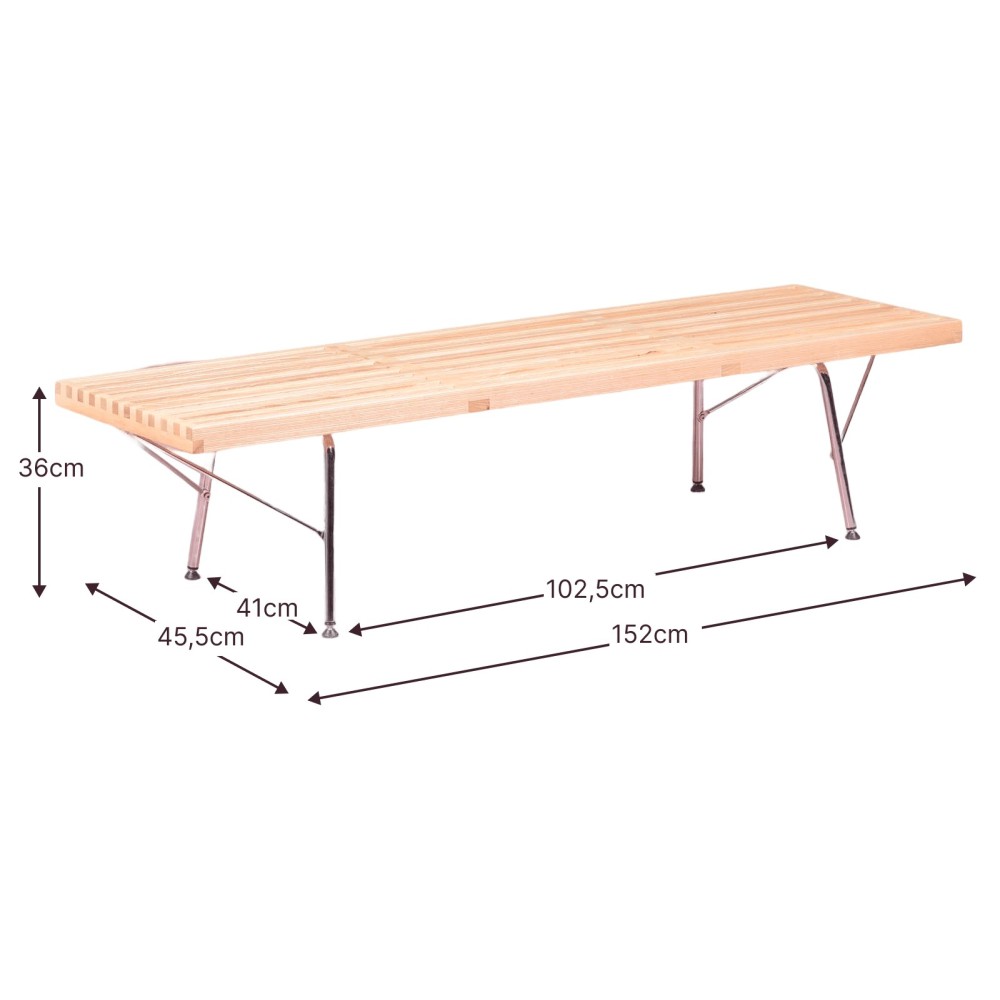 Panca vintage Nelhouse in frassino naturale