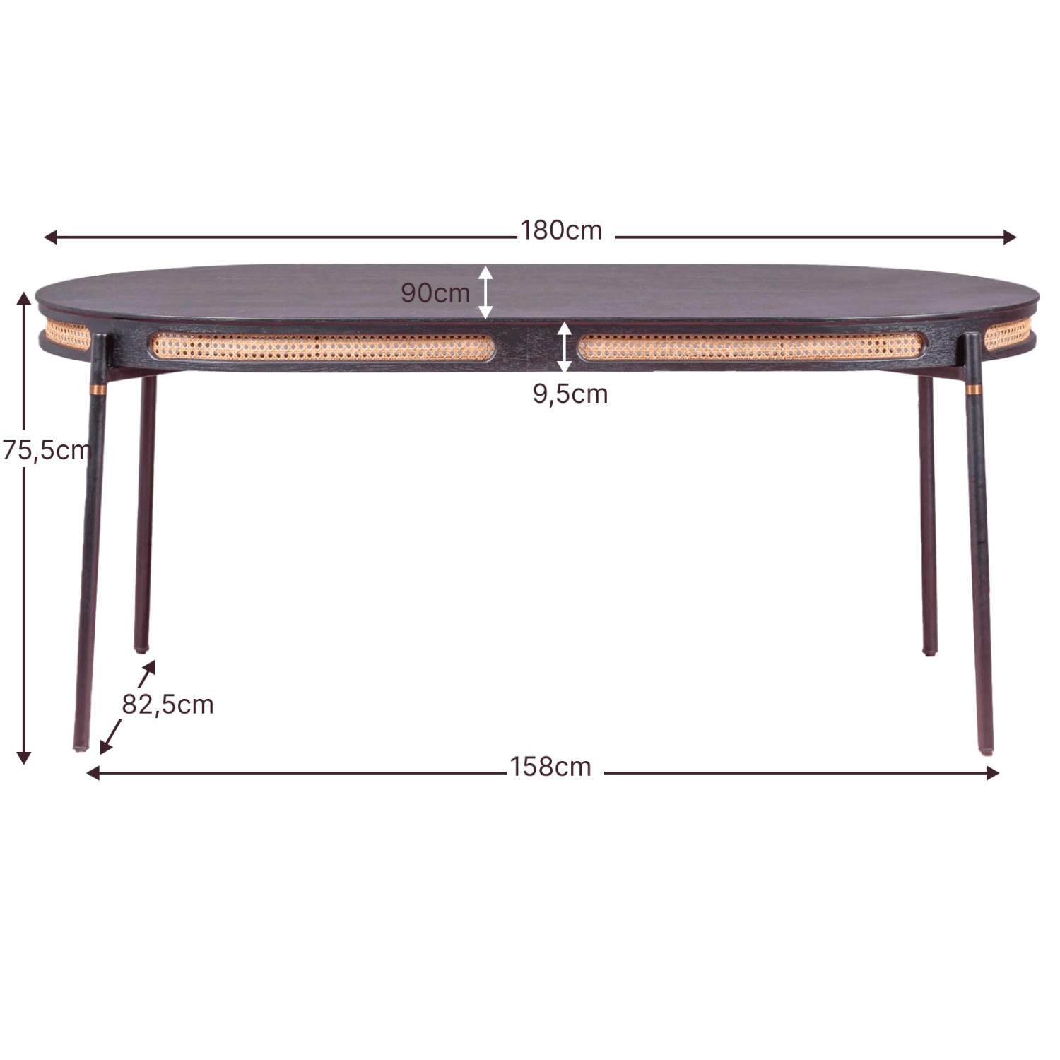 Mesa de comedor Glorious 180cm en ratán natural