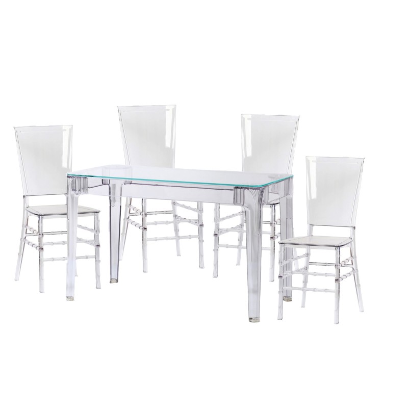 Pack Mesa Ghost 120cm Y 4 Sillas Felipe Ghost
