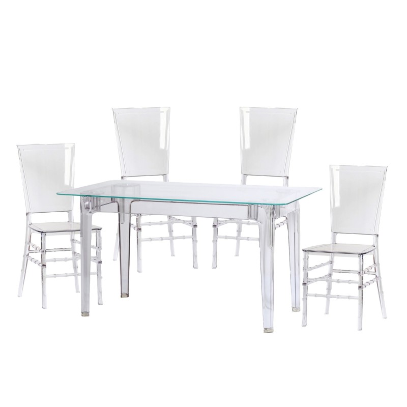 Pack Ghost Tisch 120cm und 4 Stühle Felipe Ghost