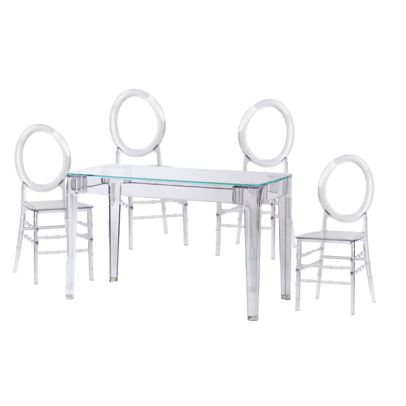 Pack Mesa Ghost 120cm Y 4 Sillas Felipe Ghost