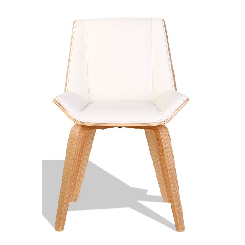 Cadeira Nordic Plywood S com almofada de couro sintético e madeira de bordo