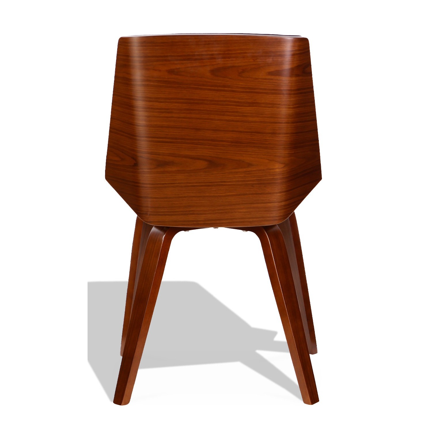 Nordic Plywood S-stoel met kussen van kunstleer en notenhout